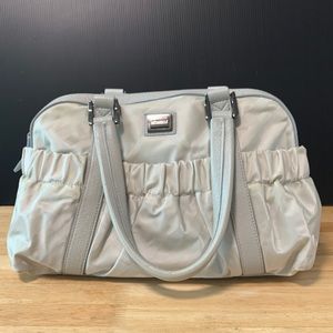 Burberry Grey Nylon Leather Trim Shoulder Bag